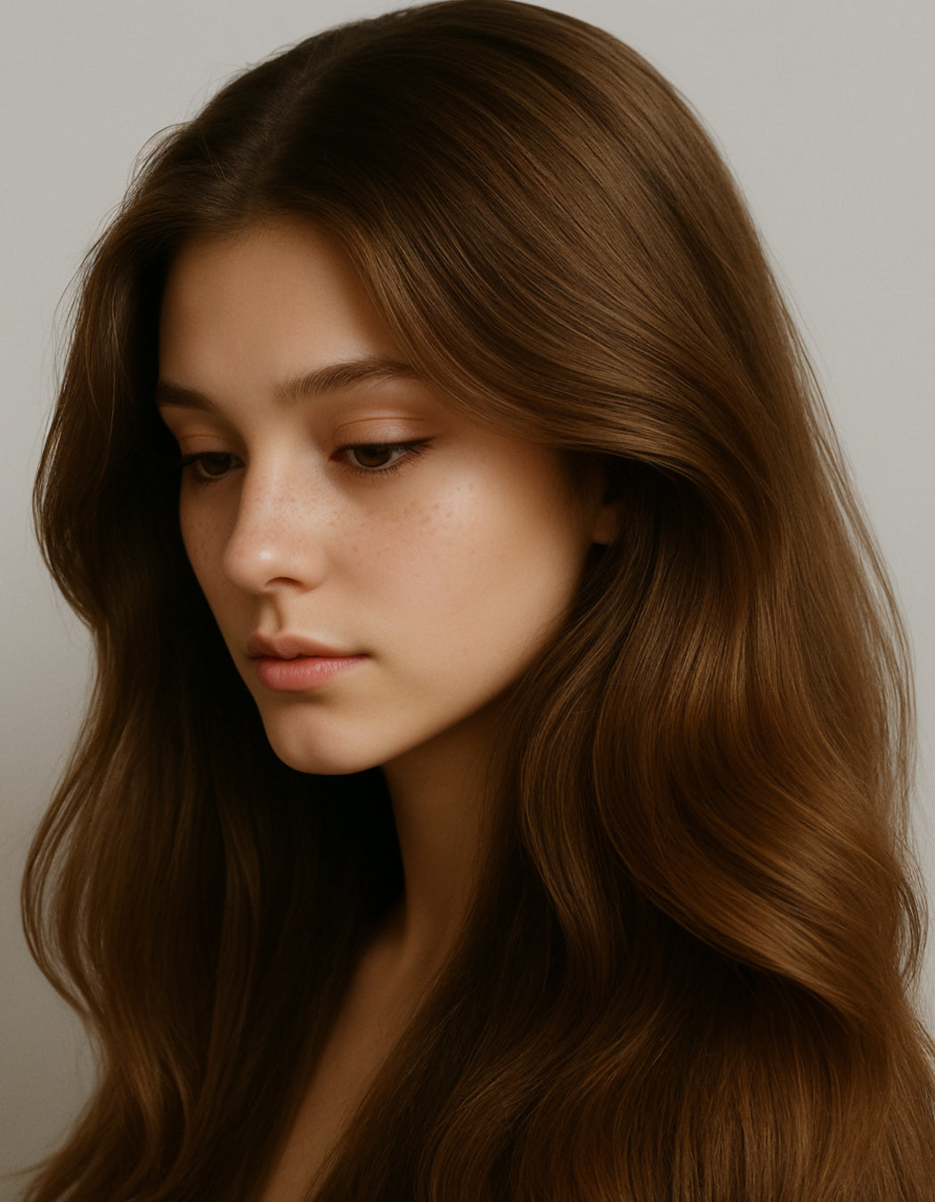 Model with a calm, healthy scalp and full hair after MD Scalp Essential
