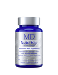 MD Nutri Hair bottle — physician-formulated drug-free supplement that targets 5-alpha-reductase for hair density