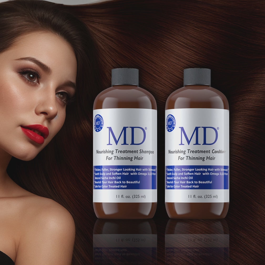 MD Shampoo and Conditioner Bundle product video — the daily MD wash duo for thinning hair